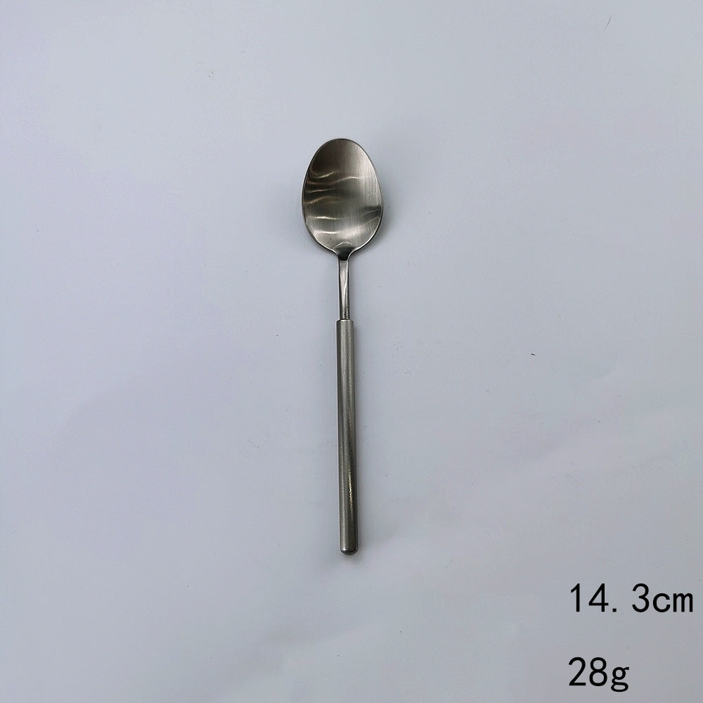 Matte Brushed Stainless Steel Knife, Fork And Spoon Western Tableware Set