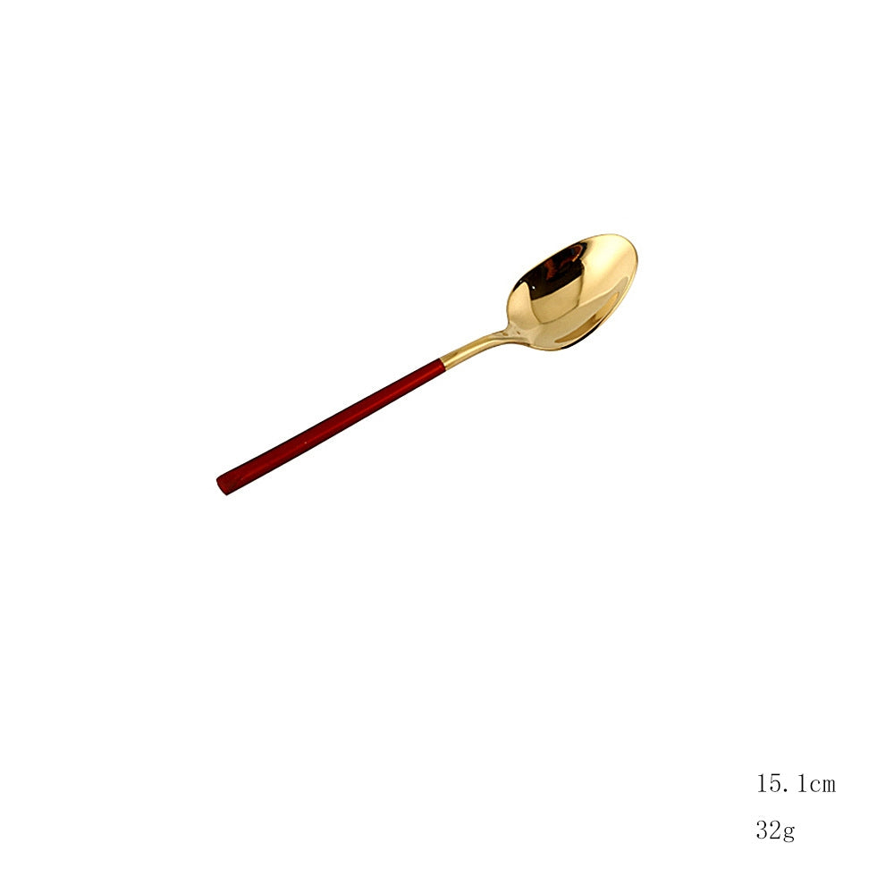 Stainless Steel Square-Handled Knife, Fork And Spoon Western Tableware Set