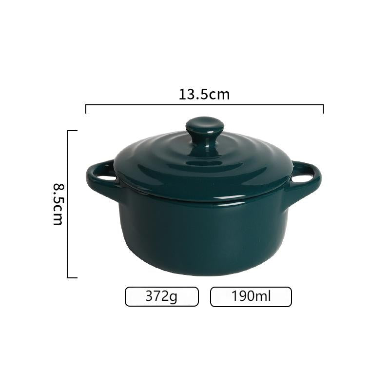 Light luxury ceramic with cover double ear small soup bowl for family children's bird's nest steamed egg stew bowl