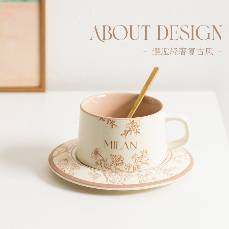 Retro-Style Exquisite Floral Ceramic Coffee Cups And Saucers