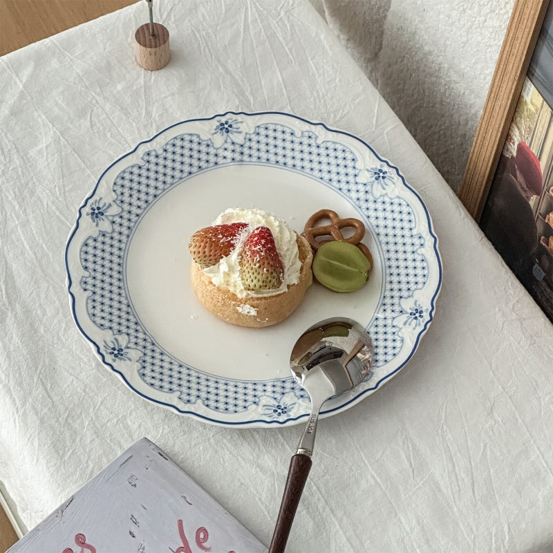 Classical Blue-Colored Ceramic Dinnerware Set Of Two Pieces