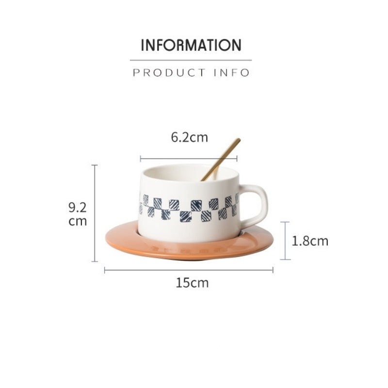 Retro Creative Blue Thick Ceramic Coffee Cup And Saucer Set