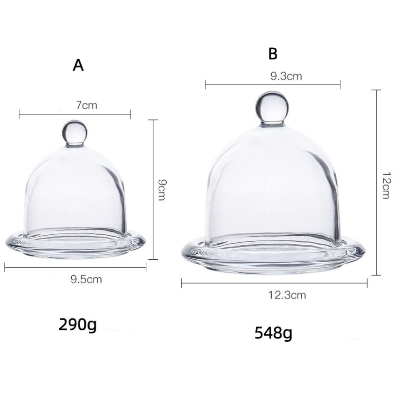 Dust-Proof Covered Dessert Tray With Glass Cover Display Plate