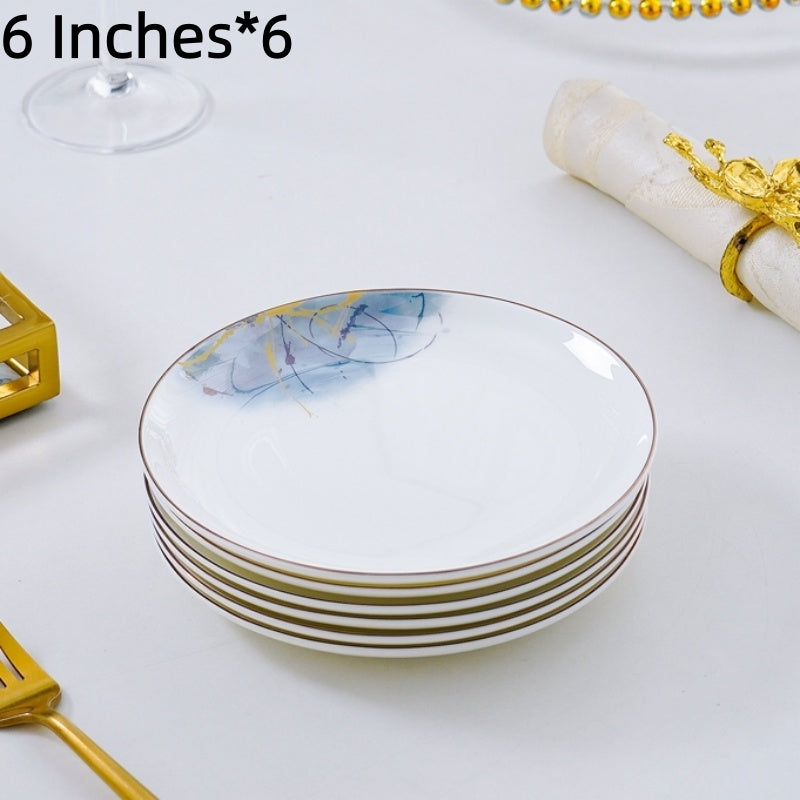 Bone China Plate, A Light Luxury Western-Style Plate With Golden Edges For Home Use