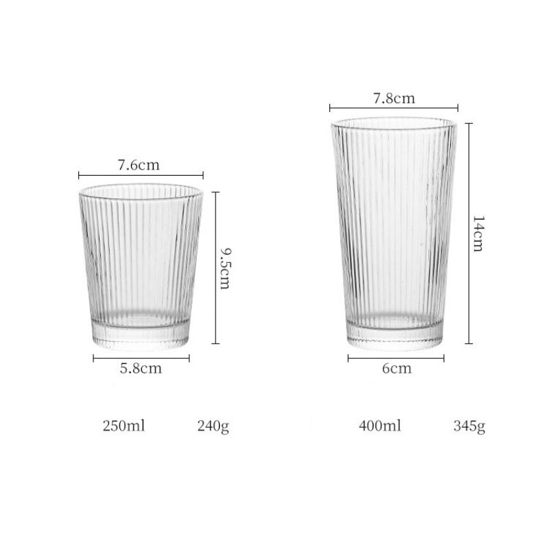 Two-Piece Set Of Creative Vertical Pattern Household Transparent Glass Cups