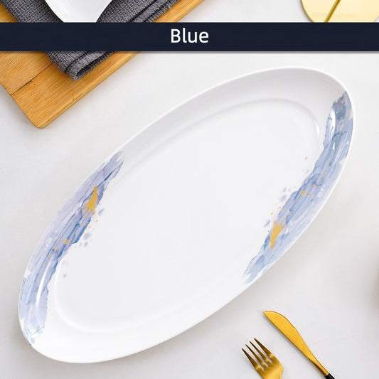 Bone China Tableware: 18-Inch Oval Long Plate, Large Household Plate