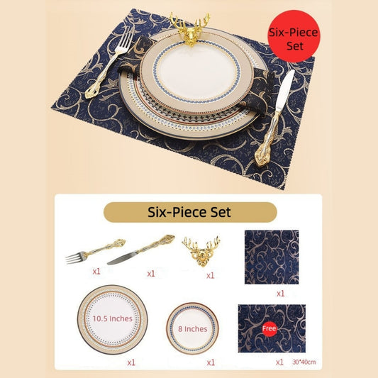 Bone China Steak Plate European-Style Tableware Set, Soup Bowl, Bone Plate, Dinner Plate