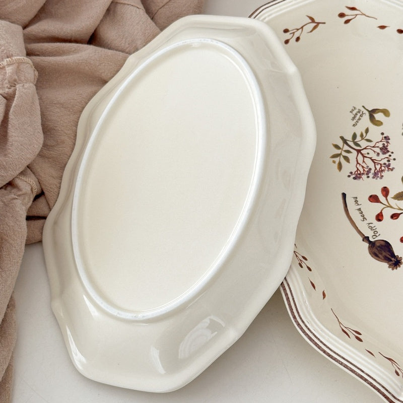 Retro Floral Ceramic Dinnerware Set Of Three Pieces