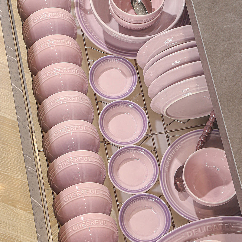 Underglaze Bowl Set Plate Advanced gradient purple ceramic tableware set plate and bowl set