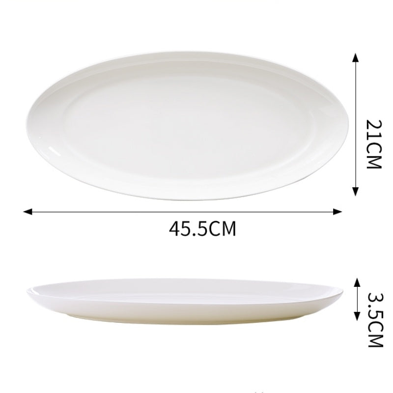Bone China Tableware: 18-Inch Oval Long Plate, Large Household Plate