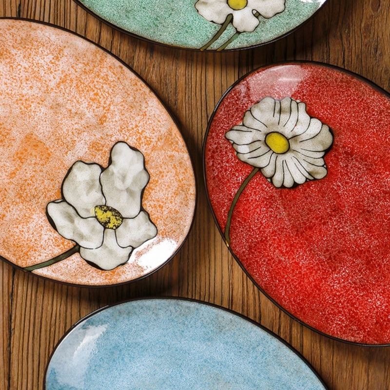 Vintage Oval Plate Under Glaze Home Dining Room