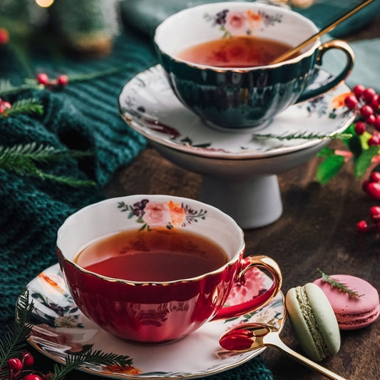 Retro Ceramic European-Style Coffee Cup And Saucer Set