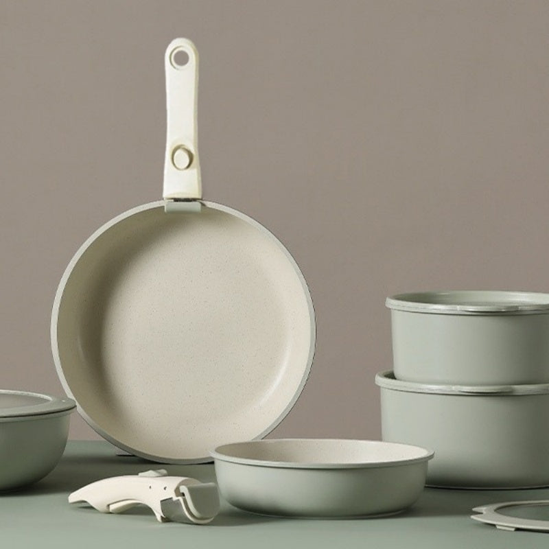 Simple Four-Hole Egg Frying Pan With Detachable Handle Set