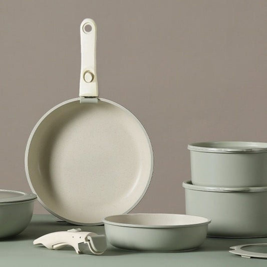 Simple Four-Hole Egg Frying Pan With Detachable Handle Set