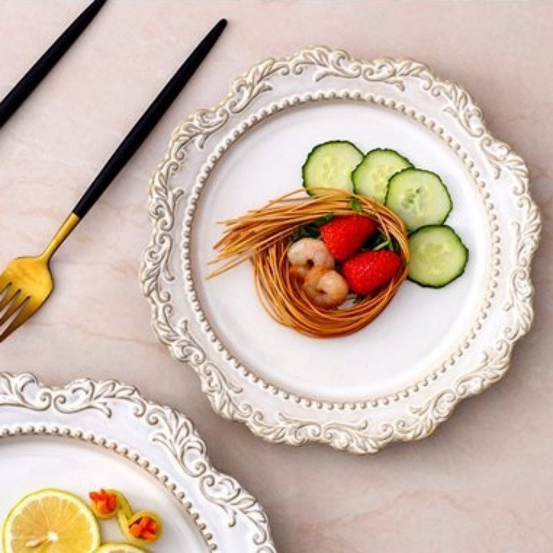 Retro Relief Western Food Pasta Plate Ceramic Tableware Home Soup Plate Dessert Plate Salad Plate