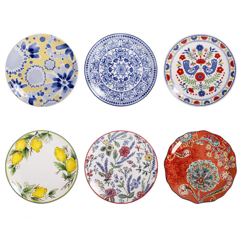 Creative Painted 9-Inch Ceramic Plate 4 Piece Set