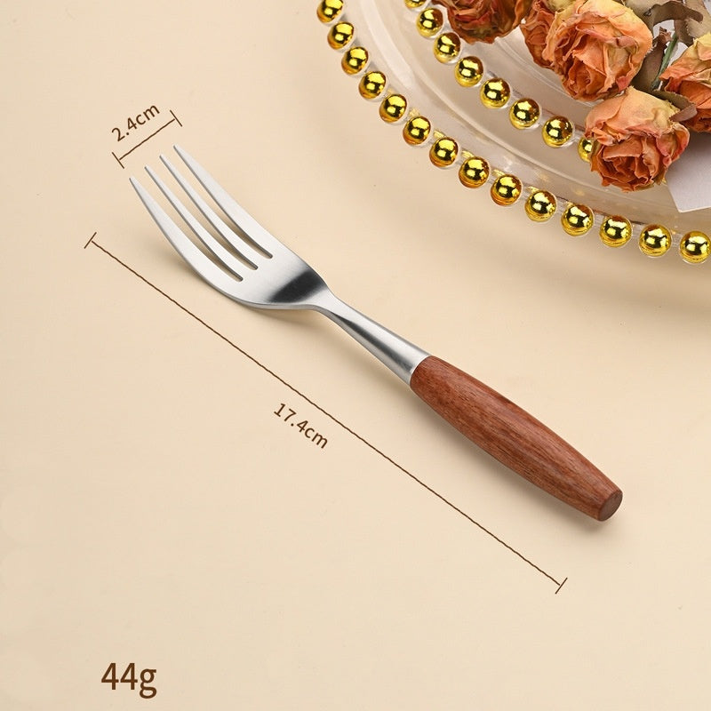 Stainless Steel Western Tableware With Rosewood Handles
