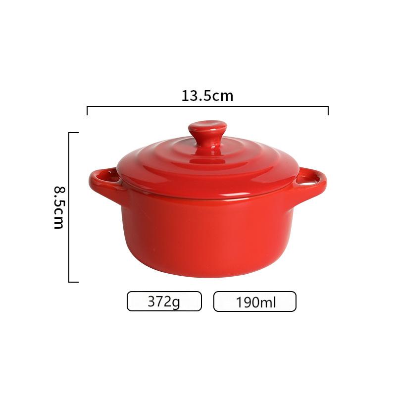 Light luxury ceramic with cover double ear small soup bowl for family children's bird's nest steamed egg stew bowl
