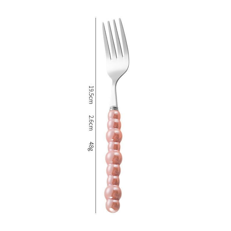 Creative Stainless Steel Ceramic Pearl-Shaped Handle Tableware