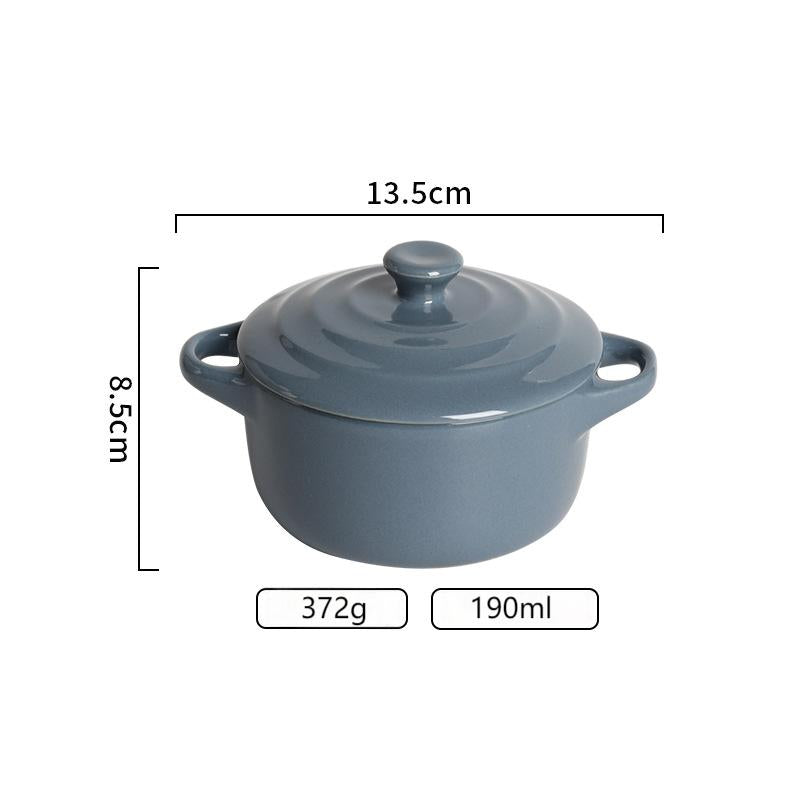 Light luxury ceramic with cover double ear small soup bowl for family children's bird's nest steamed egg stew bowl