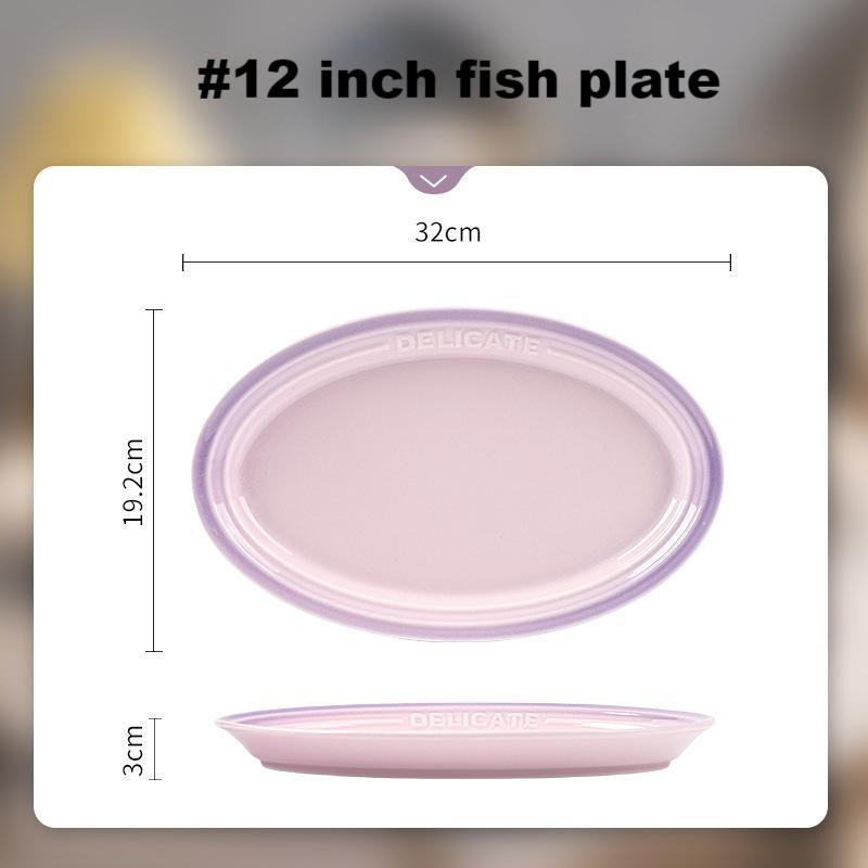 Underglaze Bowl Set Plate Advanced gradient purple ceramic tableware set plate and bowl set