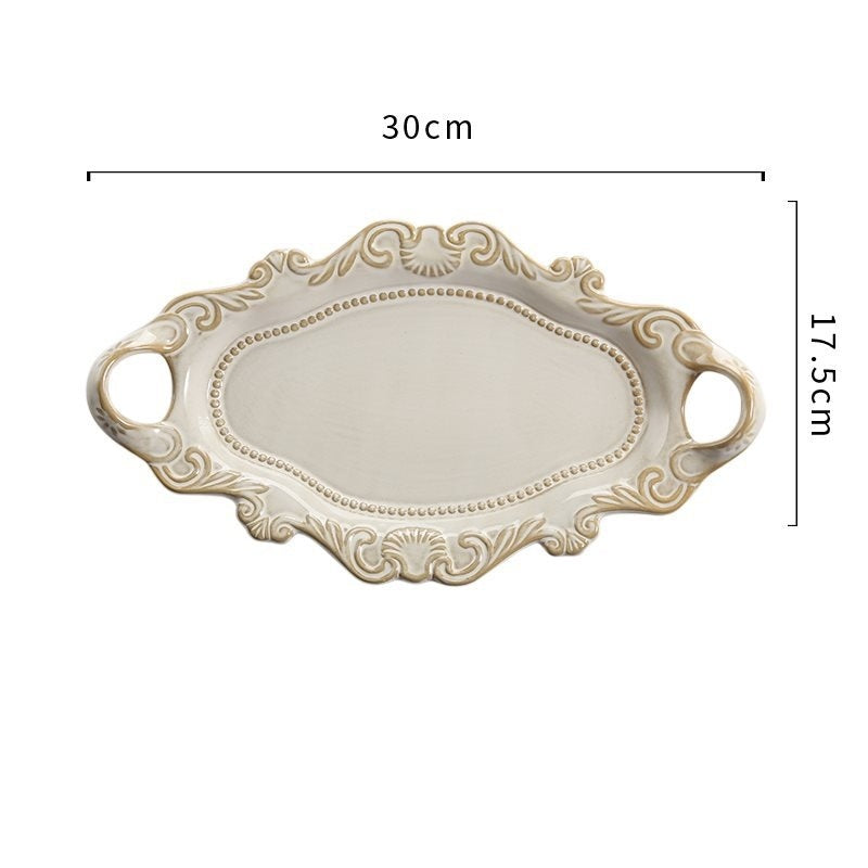 Retro Relief Western Food Pasta Plate Ceramic Tableware Home Soup Plate Dessert Plate Salad Plate