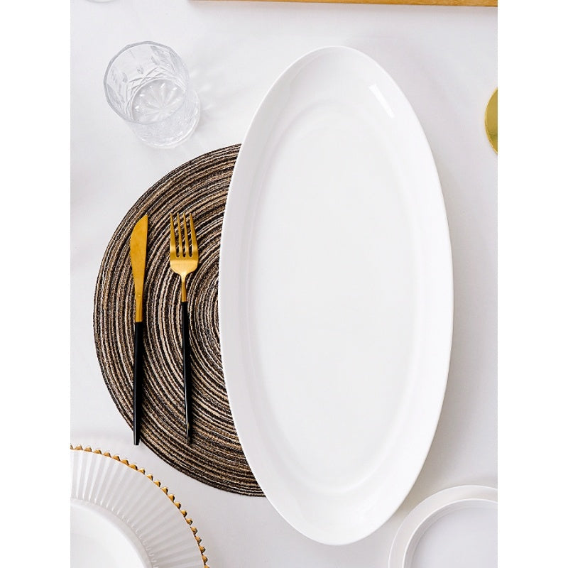 Bone China Tableware: 18-Inch Oval Long Plate, Large Household Plate