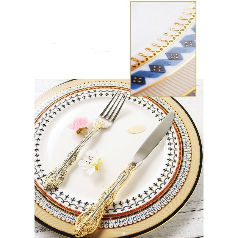 Bone China Steak Plate European-Style Tableware Set, Soup Bowl, Bone Plate, Dinner Plate