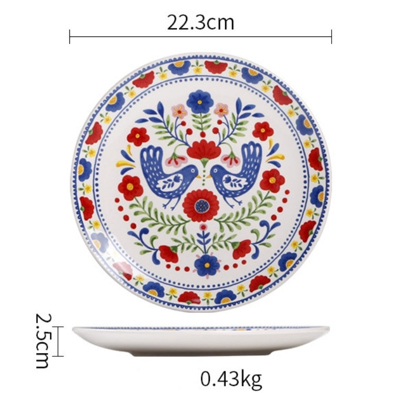 Creative Painted 9-Inch Ceramic Plate 4 Piece Set