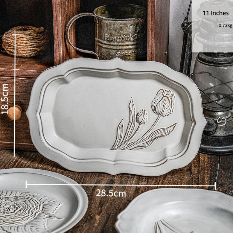 Palace Style Retro Relief Inventory Heart Plate Decorative Ornaments