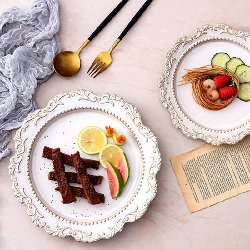 Retro Relief Western Food Pasta Plate Ceramic Tableware Home Soup Plate Dessert Plate Salad Plate