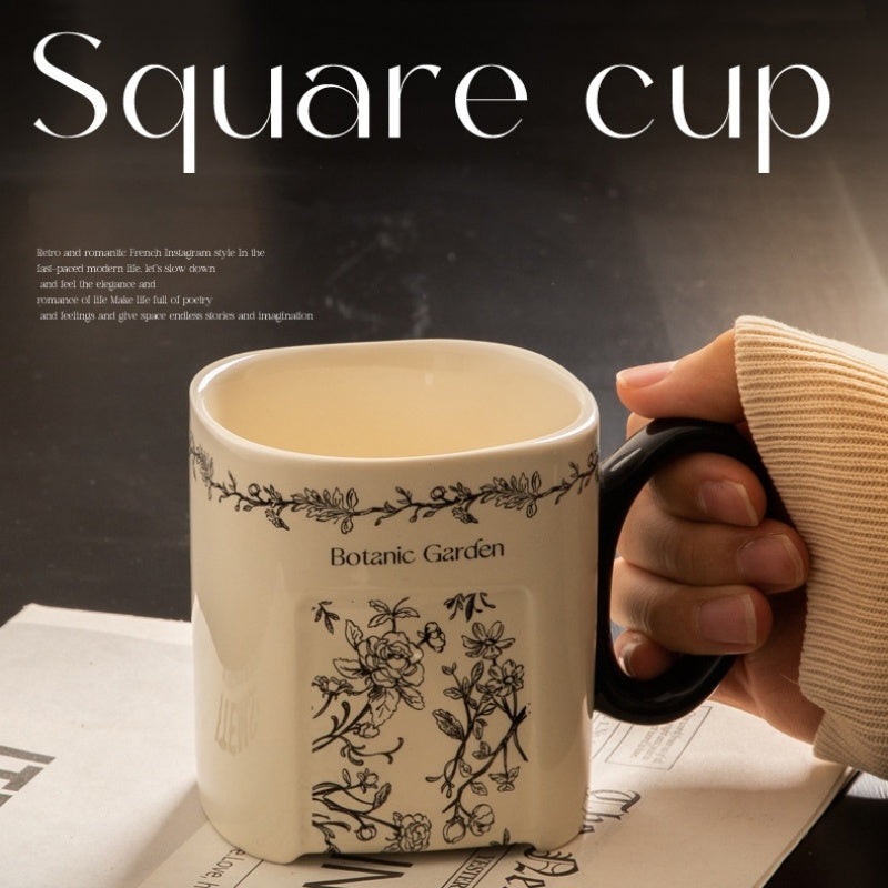 Retro Floral Graffiti Ceramic Mug Coffee Cup