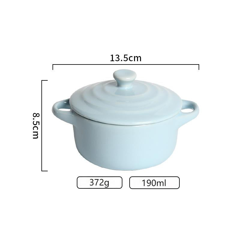 Light luxury ceramic with cover double ear small soup bowl for family children's bird's nest steamed egg stew bowl