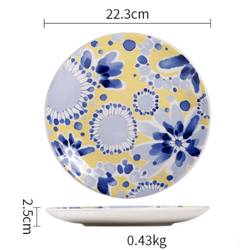 Creative Painted 9-Inch Ceramic Plate 4 Piece Set