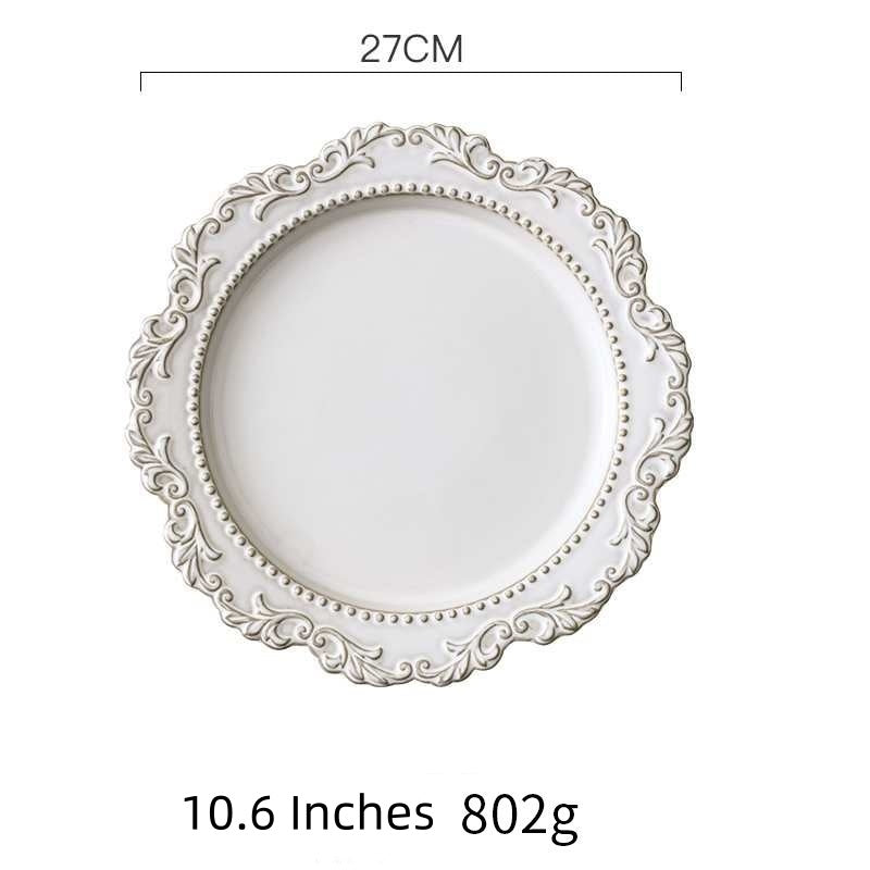 Retro Relief Western Food Pasta Plate Ceramic Tableware Home Soup Plate Dessert Plate Salad Plate