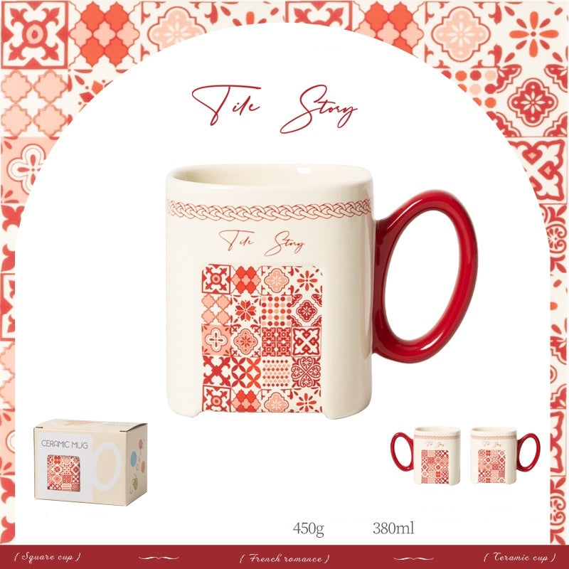 Retro Floral Graffiti Ceramic Mug Coffee Cup