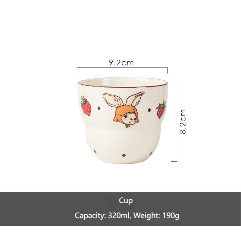 High appearance level Rabbit ceramic dish set underglaze color cutlery set