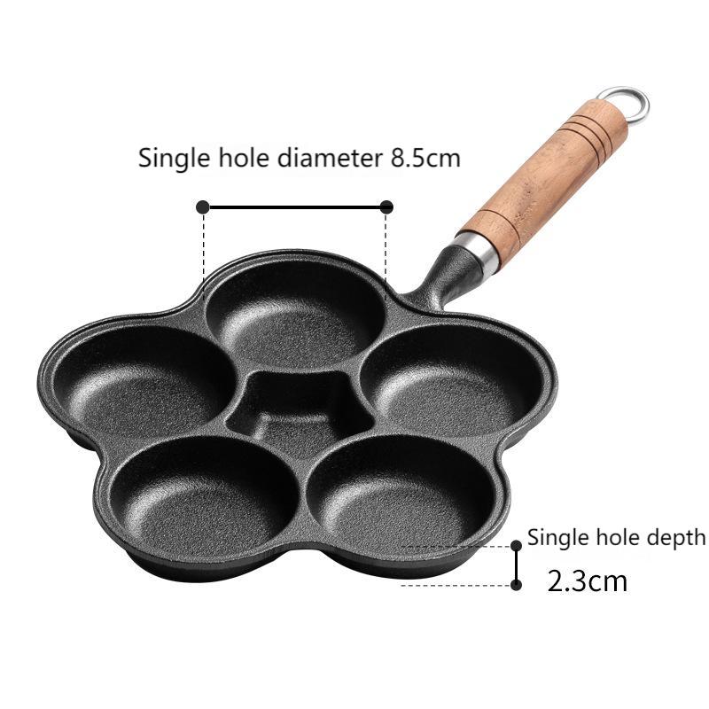Cast iron four-hole fried egg pan egg dumpling pan egg burger pan non-coated non-stick pan