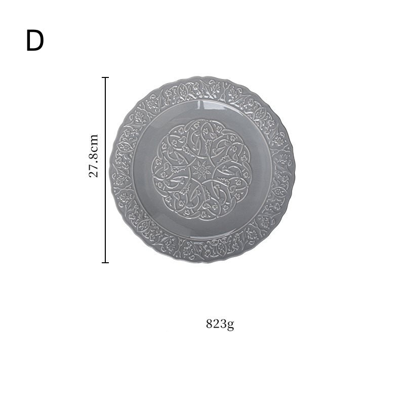 Retro Plate Home Relief Ceramic Dinner Plate Set