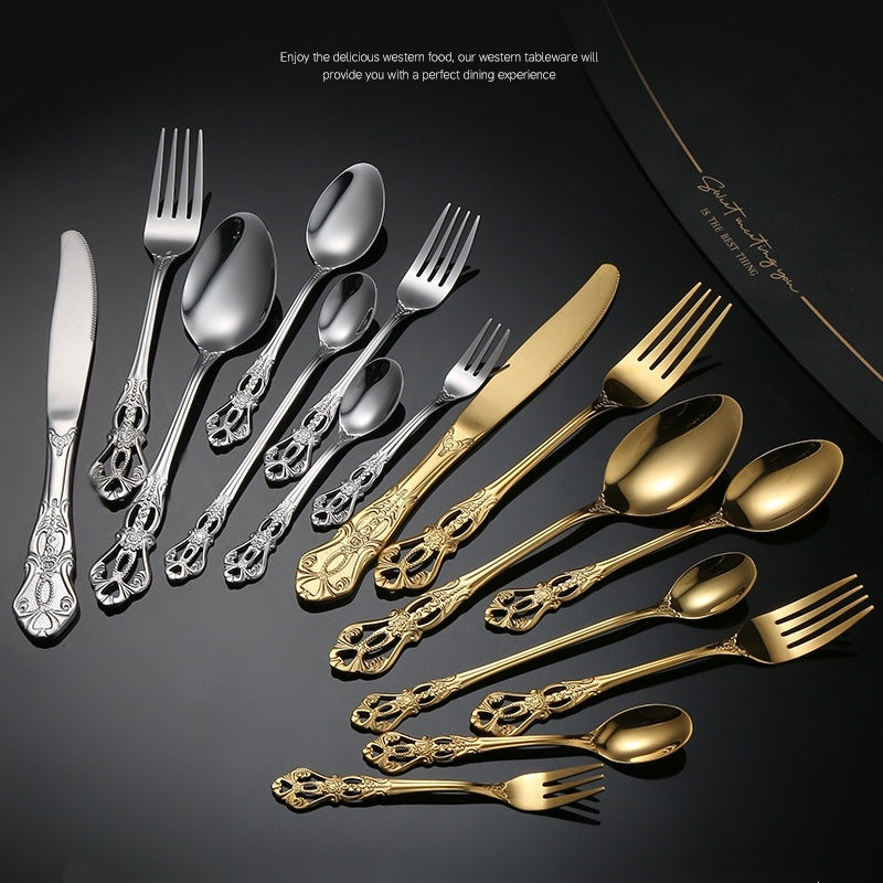 Court-Style Relief Stainless Steel Western Tableware