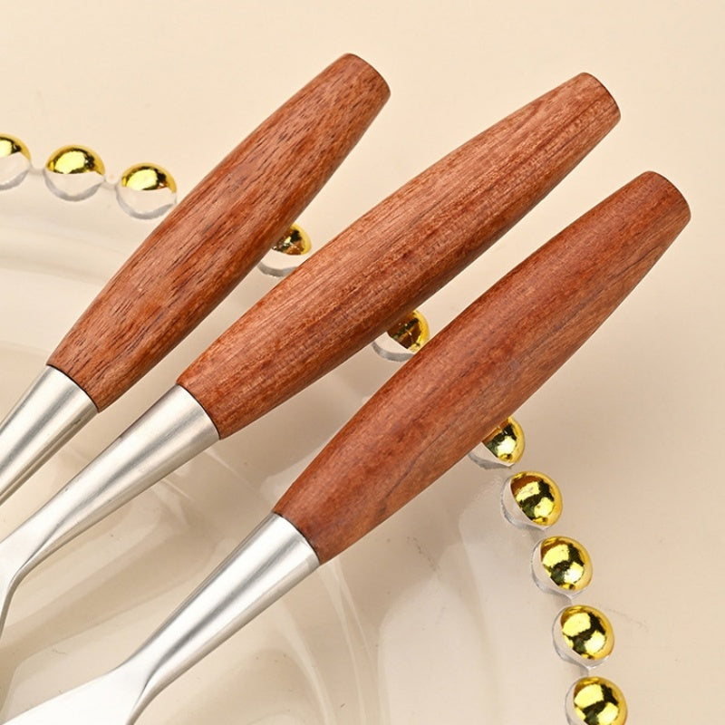 Stainless Steel Western Tableware With Rosewood Handles