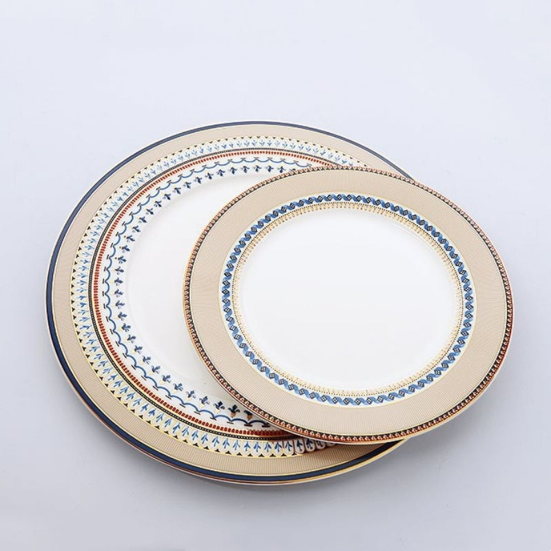 Bone China Steak Plate European-Style Tableware Set, Soup Bowl, Bone Plate, Dinner Plate