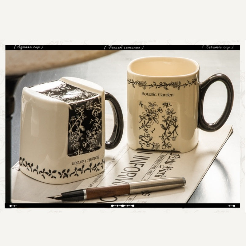Retro Floral Graffiti Ceramic Mug Coffee Cup
