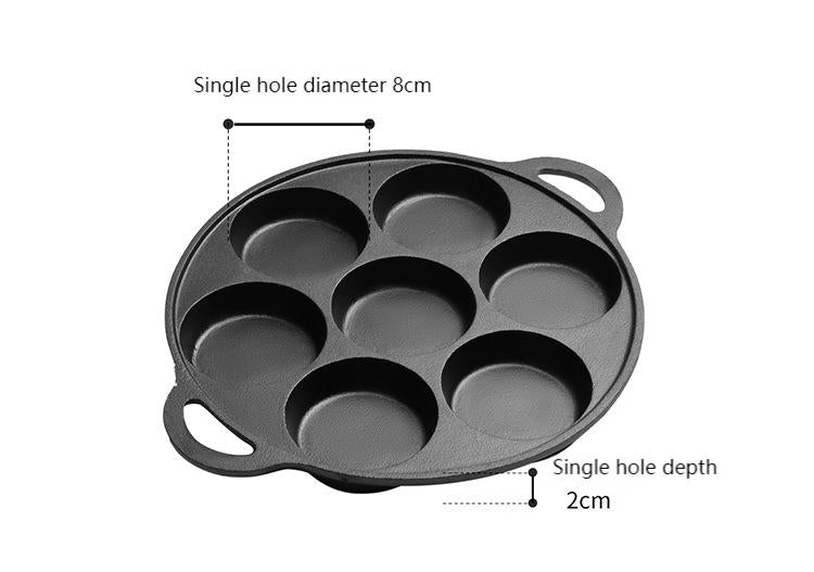 Cast iron four-hole fried egg pan egg dumpling pan egg burger pan non-coated non-stick pan