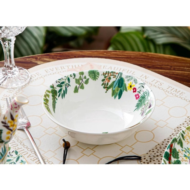 Dream Jungle Series Bone China Home Dining Plates, Bowls, Dishes And Tableware Light Luxury Set