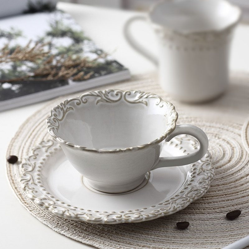 Retro Relief Western Food Pasta Plate Ceramic Tableware Home Soup Plate Dessert Plate Salad Plate