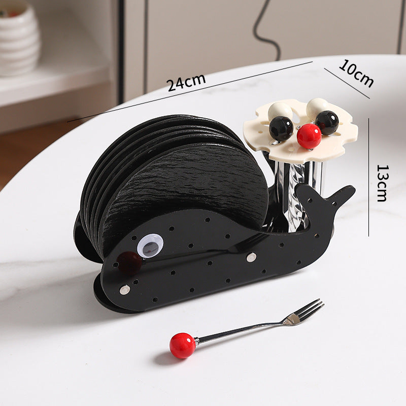 Creative fruit cake fork dessert mixing spoon storage rack stainless steel fruit pick set