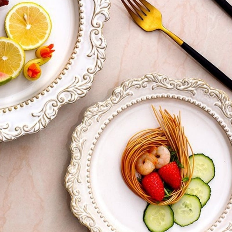 Retro Relief Western Food Pasta Plate Ceramic Tableware Home Soup Plate Dessert Plate Salad Plate