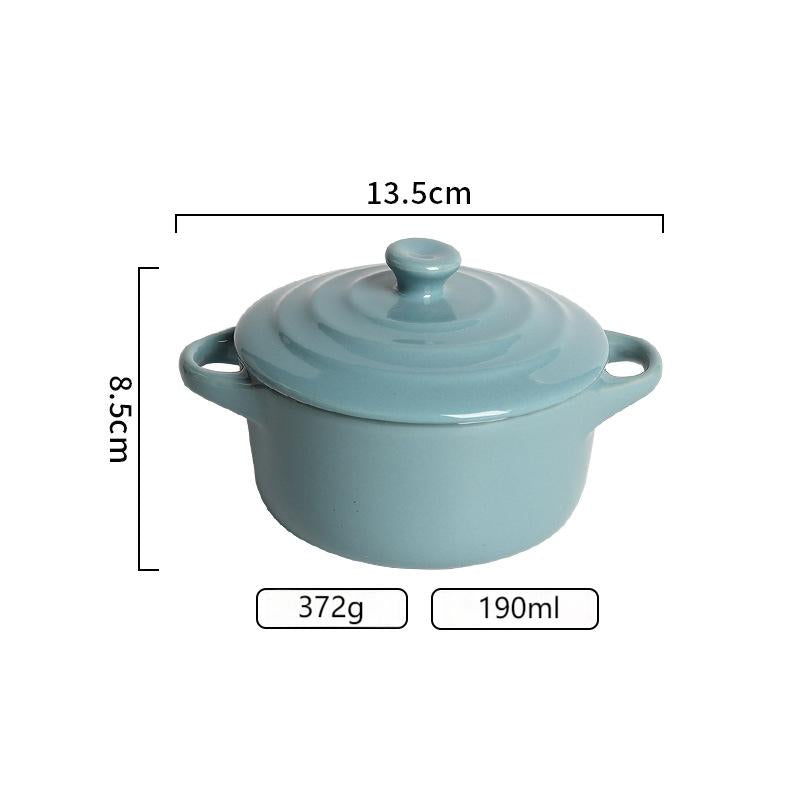 Light luxury ceramic with cover double ear small soup bowl for family children's bird's nest steamed egg stew bowl
