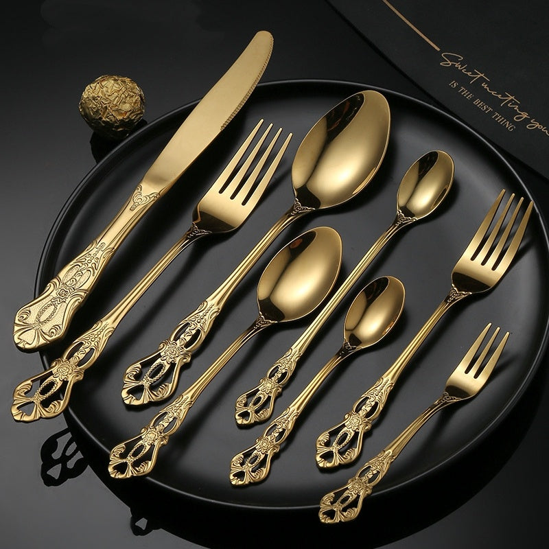 Court-Style Relief Stainless Steel Western Tableware
